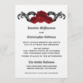 Invitación a la boda de Rosas de Swirl gótico, roj