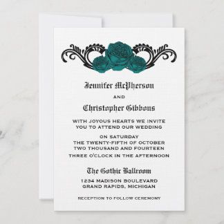 Invitación a la boda de Rosas de Swirl gótico, Ver