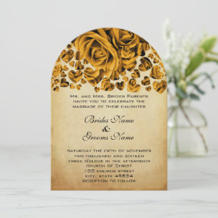 Invitación a la boda de Rosas del corazón del oro