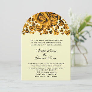 Invitación a la boda de Rosas del corazón del oro