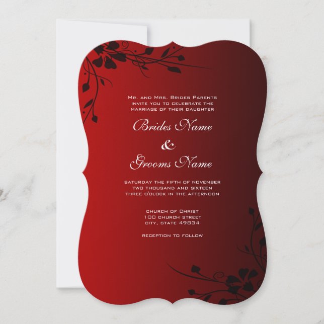 Invitación a la boda de Rosas del corazón rojo (Anverso)
