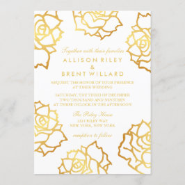 Invitación a la boda de Rosas dorados - Blanco