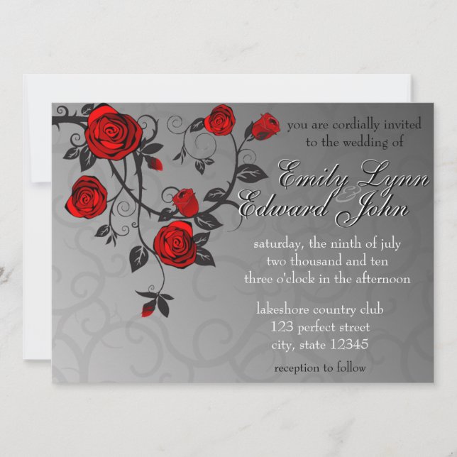 Invitación a la boda de Rosas encantados (Anverso)