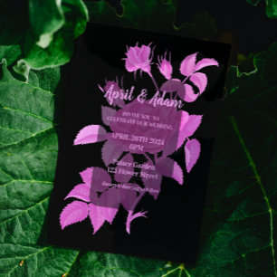 Invitación a la boda de Rosas florales negros y ro