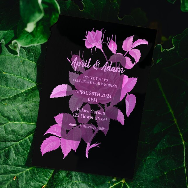 Invitación a la boda de Rosas florales negros y ro (Subido por el creador)