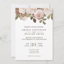 Invitación a la boda de Rosas franceses de época