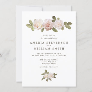 Invitación a la boda de Rosas franceses de época