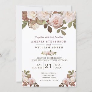 Invitación a la boda de Rosas franceses de época