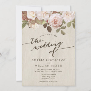 Invitación a la boda de Rosas franceses de época