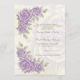 Invitación a la boda de rosas morados de flor de b