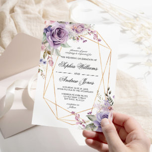 Invitación a la boda de Rosas morados y Rubor