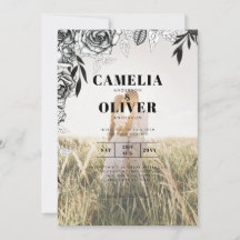 Invitación a la boda de Rosas negros con foto de d