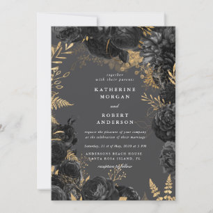 Invitación a la boda de Rosas negros de color de a