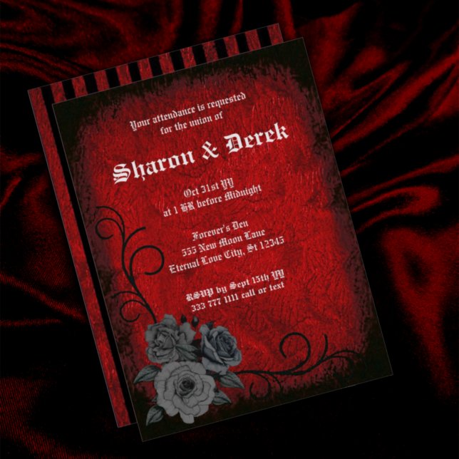 Invitación a la boda de Rosas negros góticos de co (Subido por el creador)