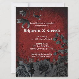 Invitación a la boda de Rosas negros góticos y osc