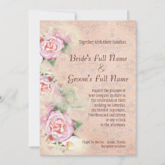 Invitación a la boda de Rosas Pastel y Calla Lilie