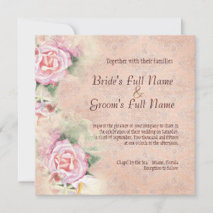 Invitación a la boda de Rosas Pastel y Calla Lilie