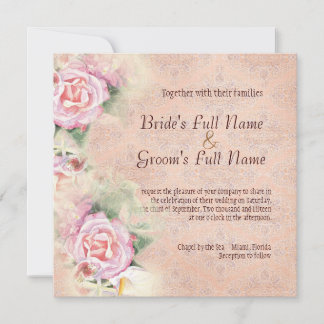 Invitación a la boda de Rosas Pastel y Calla Lilie