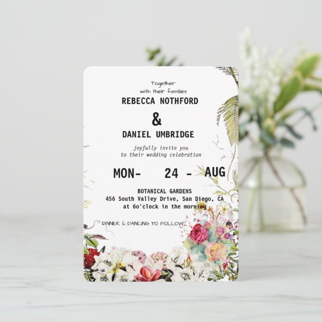 Invitación a la boda de Rosas polvorientos paso a  (Anverso de pie)