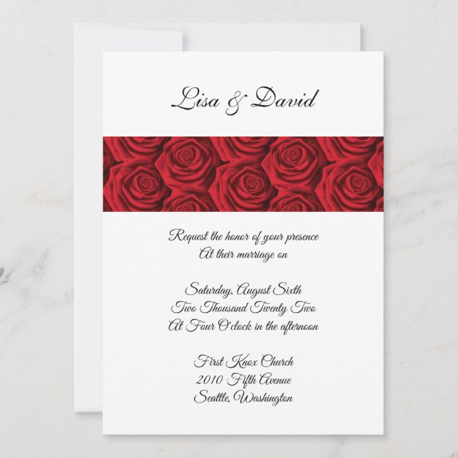 Invitación a la boda de Rosas Rojas (Anverso)