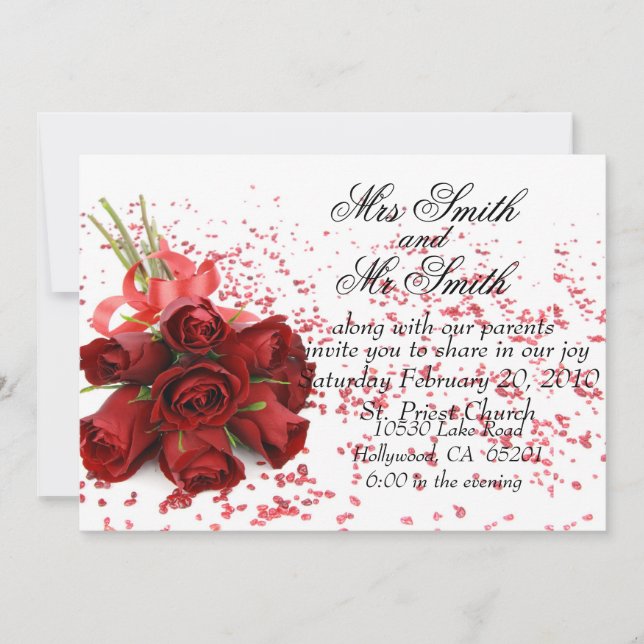Invitación a la boda de Rosas Rojas (Anverso)