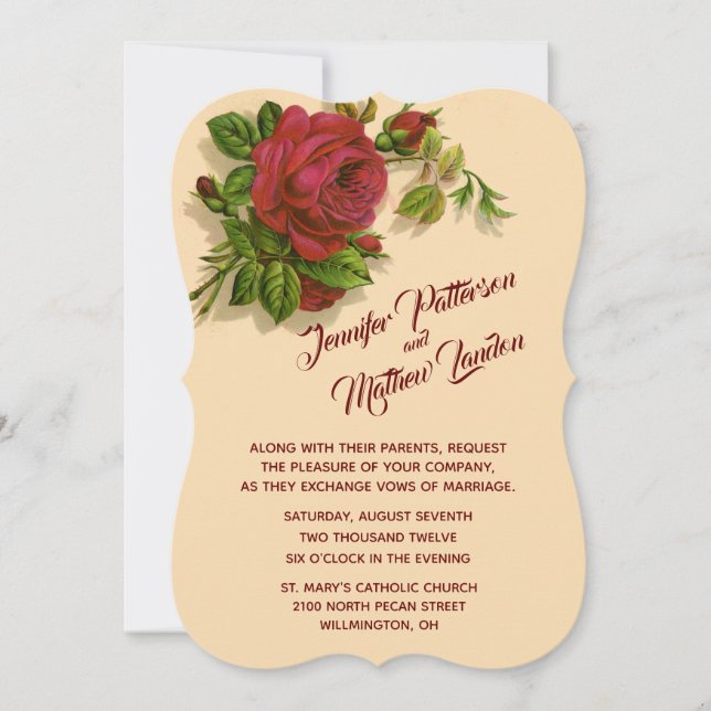 Invitación a la boda de Rosas Rojas (Anverso)