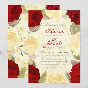Invitación a la boda de rosas rojas pintadas