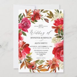 Invitación a la boda de Rosas Rojas y Flores Rosad