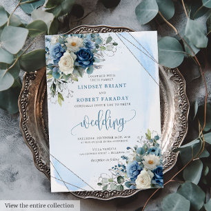 Invitación a la boda de Rosas románticos de plata 