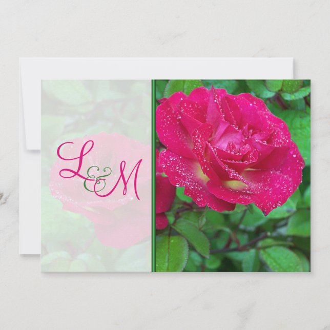 Invitación a la boda de rosas rosadas y amarillas (Anverso)