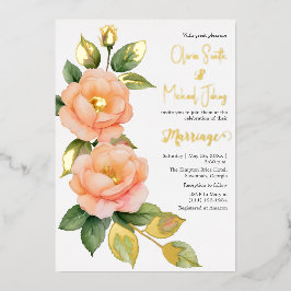 Invitación a la boda de rosas salvajes Peach