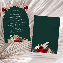 Invitación a la boda de Rosas tropicales verde esm