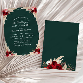 Invitación a la boda de Rosas tropicales verde esm