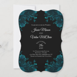 Invitación a la boda de Rosas Verde azulados oscur