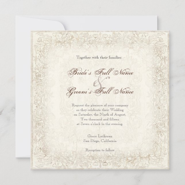 Invitación a la boda de Rosas victorianos (Anverso)