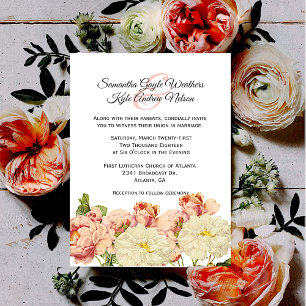 Invitación a la boda de Rosas viejos blancos y Rub