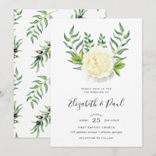 Invitación a la boda de rosas y aceitunas