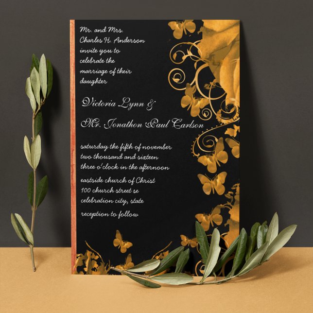 Invitación a la boda de Rosas y mariposas de coraz (Subido por el creador)