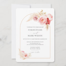 Invitación a la boda de rosas y pampas