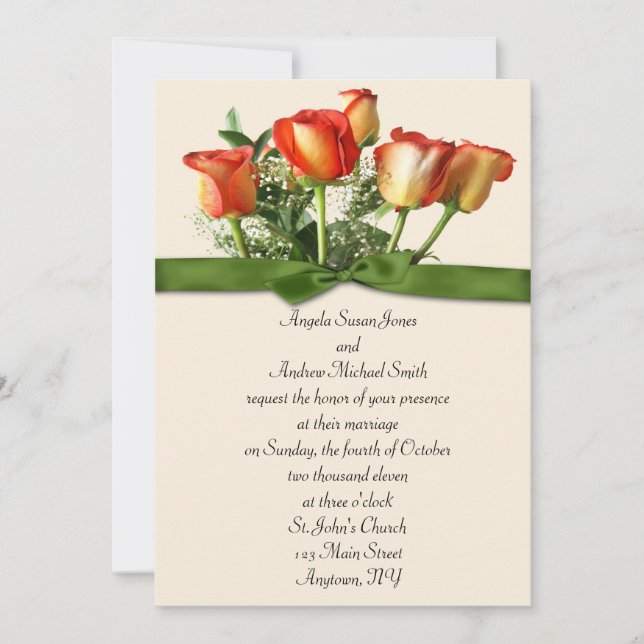 Invitación a la boda de Rose Bouquet (Anverso)