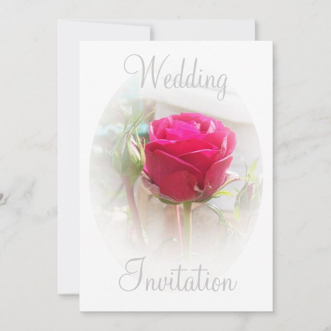 Invitación a la boda de Rosebud Rosado (Anverso)