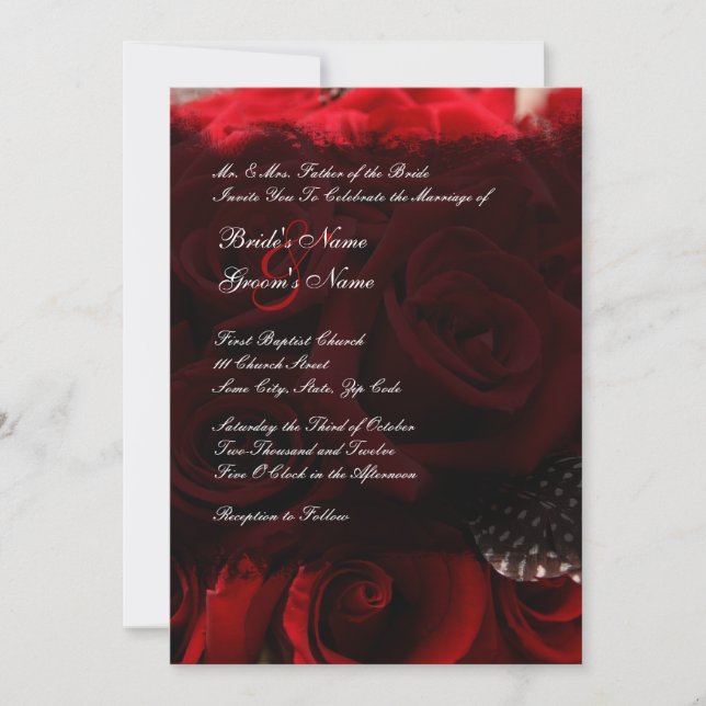 Invitación a la boda de Roses Rojos (Anverso)