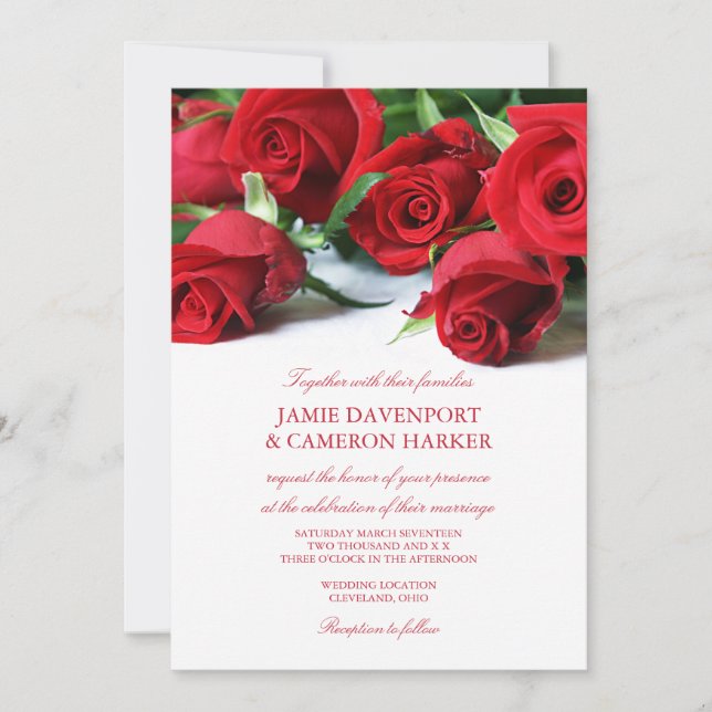 Invitación a la boda de Roses Rojos (Anverso)