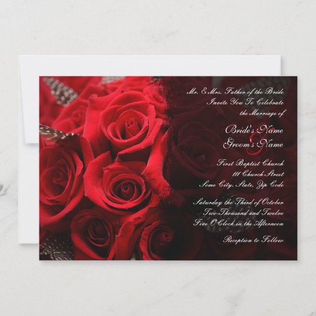 Invitación a la boda de Roses Rojos 2 (Anverso)