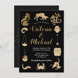 Invitación a la boda de Rótulos celestes de Zodiac