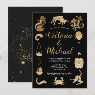 Invitación a la boda de Rótulos celestes de Zodiac