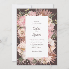 Invitación a la boda de Rubor Brown Floral Dry Lea