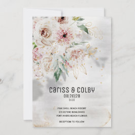 Invitación a la boda de Rubor en blanco y verde