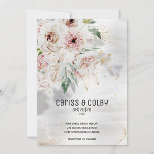Invitación a la boda de Rubor en blanco y verde