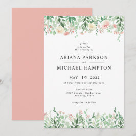 Invitación a la boda de Rubor Floral Greenery 4196